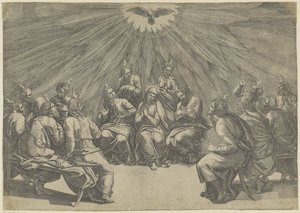Uitstorting van de Heilige Geest (Pinksteren) door Giovanni Jacopo Caraglio