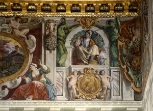 Detail van de fresco in de paleishal, Quirinaal Paleis, Rome