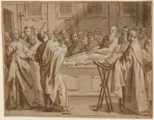 De begrafenis van Raymond Diocrès: een episode uit het verhaal van St. Bruno door Giovanni Lanfranco