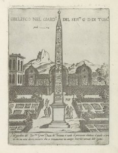 Egyptische obelisk in de tuin van de Villa Medici te Rome door Giovanni Maggi