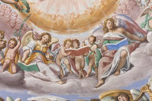 Engelen en putti zingen (detail) door Giovanni Mauro della Rovere