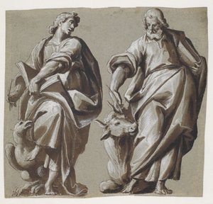 De evangelisten Johannes en Lucas door Giovanni Mauro della Rovere