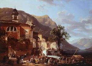 Processie in Riva al Lago door Giovanni Migliara