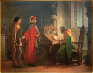 Dante Alighieri introduceert Giotto aan Guido Novello da Polenta door Giovanni Mochi