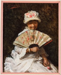 Dame met waaier door Giovanni Muzzioli