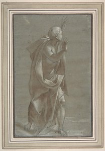 Staande Mannelijke Gedrapeerde Figuur met Opgeheven Handen, 1565-71 door Giovanni Paolo Lomazzo