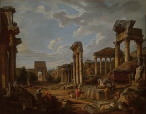 Een Capriccio van het Romeinse Forum