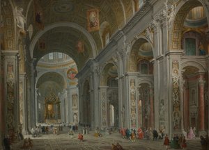 Interieur van Sint-Pieter, Rome, na 1754 door Giovanni Paolo Panini