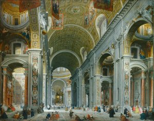 Interieur van de Sint-Pietersbasiliek, Rome door Giovanni Paolo Panini