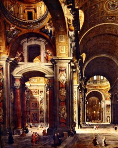 Kardinaal Melchior de Polignac bezoekt de Sint-Pietersbasiliek in Rome, 1730 door Giovanni Paolo Pannini