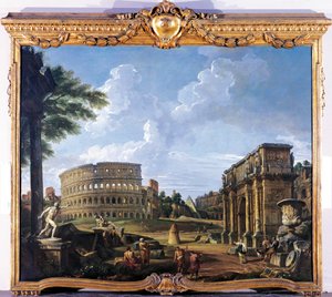 Colosseum en Boog van Constantijn door Giovanni Paolo Pannini door Giovanni Paolo Pannini