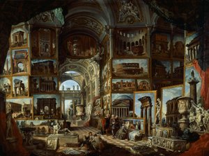 Imaginaire galerij van uitzichten op het oude Rome, ca. 1756 door Giovanni Paolo Pannini