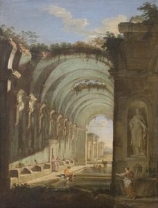 Ruïnes met thermen door Giovanni Paolo Pannini