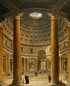 Het Interieur van het Pantheon, Rome, kijkend naar het Noorden vanaf het Hoofdaltaar naar de Ingang, 1732 door Giovanni Paolo Pannini