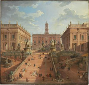 Uitzicht op het Campidoglio, Rome, 1750 door Giovanni Paolo Pannini