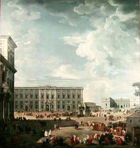 Uitzicht op de Piazza del Quirinale, Rome door Giovanni Paolo Pannini
