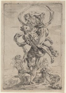 Hercules en Antaeus door Giovanni Pietro Possenti