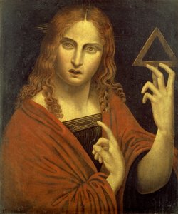 Christus de Verlosser met het symbool van de Drie-eenheid door Giovanni Pietro Rizzoli (school of) Giampietrino