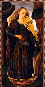 De Muze Terpsichore, ca. 1480, door Giovanni Santi (1430 of 1440-1494), hout, cm 82x39. Italië door Giovanni Santi
