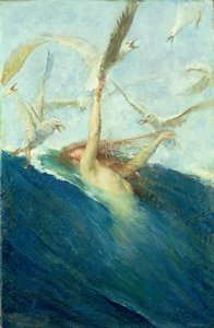 Een Zeemeermin Wordt Aangevallen door Meeuwen door Giovanni Segantini