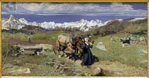 De Alpen in de lente door Giovanni Segantini