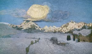 Drieluik van de Alpen, dood, ca. 1898 door Giovanni Segantini