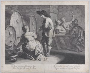 Een Barmeid die Mokken Vult door Giovanni Volpato