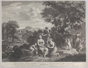 Primavera, een Groep Vrouwen die Bloemen Verzamelen en Kronen Maken door Giovanni Volpato