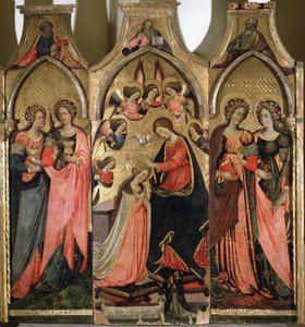 Drieluik van de kroning van de Maagd - Schilderij door Giovanni da Gaeta (actief rond 1449-1472) 15e eeuw Gaeta, museo diocesano door Giovanni da Gaeta