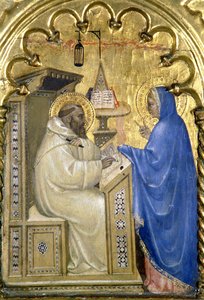 De Maagd verschijnt aan St. Bernard, detail van een polyptiek die Het Leven van de Heiligen afbeeldt, uit de Salone del II Piano, 1353-63