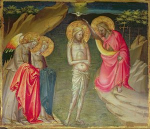 De doop van Christus (olieverf op paneel) door Giovanni dal (attr. to) Ponte