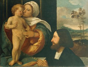 Madonna met Kind en devote, door Giovanni Cariani