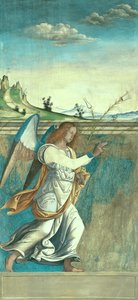 Aartsengel Gabriël, annunciatiepaneel oorspronkelijk een van de buitenluiken van het orgel in San Bartolomeo, Vicenza