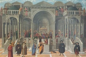 Het geschil in de tempel van Jezus onder de dokters door Giovanni di Niccolo Mansueti
