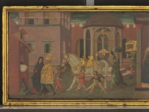 Het Verhaal van Trajanus en de Weduwe (detail) door Giovanni di Ser Giovanni Scheggia