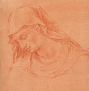 Hoofd van een rouwende vrouw in profiel naar links, ca. 1575-80