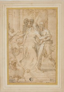De ontmoeting van Joachim en Anna bij de Gouden Poort door Girolamo Mazzola Bedoli