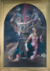 De annunciatie door Girolamo Mazzola Bedoli