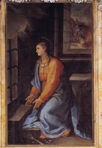 Portret van Sint Apollonia in de gevangenis door Girolamo Muziano
