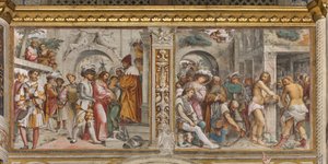 Centraal Schip, Vijfde Zuidelijke Span, Christus voor Pilatus, Geseling van Christus, Jerome Romanino