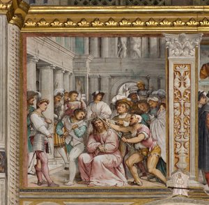 Middenbeuk, Vierde Zuidelijke Span, Kroning met Doornen, Girolamo Romanino door Girolamo Romanino