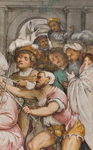 Centrale beuk, Vierde overspanning Zuid, Kroning van doornen, Girolamo Romanino door Girolamo Romanino
