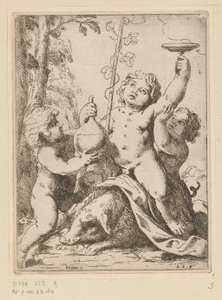 Bacchanaal met drie jongelingen door Girolamo Scarselli