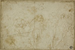 Sarcofaag van paleis Blenheim: Bacchanaal met leeuwenkop door Girolamo da Carpi