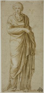 Staande Gedrapeerde Vrouwelijke Figuur door Girolamo da Carpi