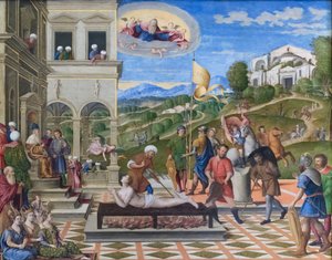 Martelaarschap van St. Laurentius door Girolamo da Santacroce