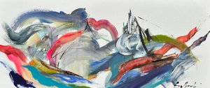 Vechten tegen de elementen (schilderij) door Gisela Gaffoglio