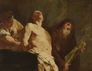 Het martelaarschap van St. Johannes de Evangelist door Giulia Lama