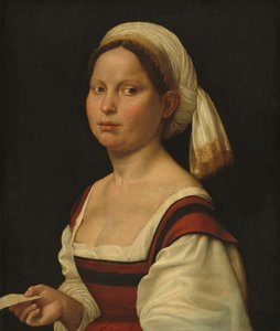 Portret van een jonge vrouw door Giuliano Bugiardini