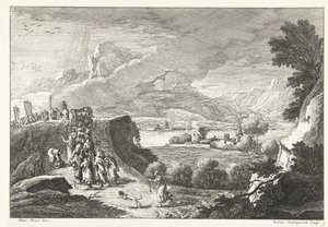 Landschap met begrafenisstoet door Giuliano Giampiccoli